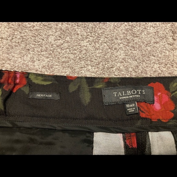 Talbots Heritage Rose Print Silk Ankle Pants 16 WP - Picture 5 of 13